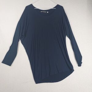 Athleta Womens M Navy Long Sleeve Tunic Top High Low Hem